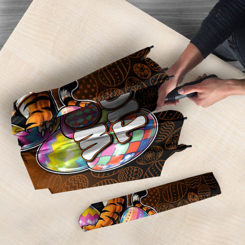 Personalized Wests Tigers Umbrella Easter Mascot - Colorful Eggs Cartoon Style