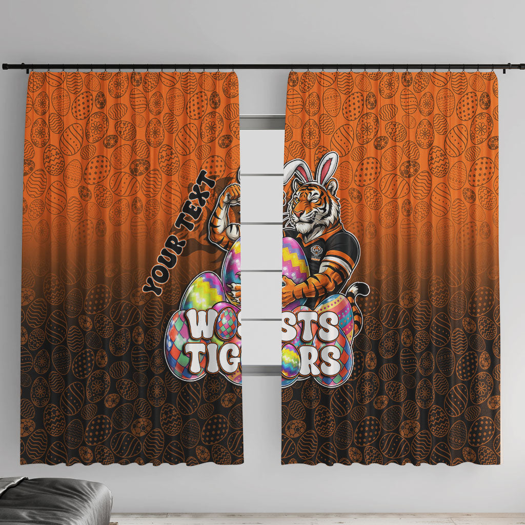 Personalized Wests Tigers Window Curtain Easter Mascot - Colorful Eggs Cartoon Style