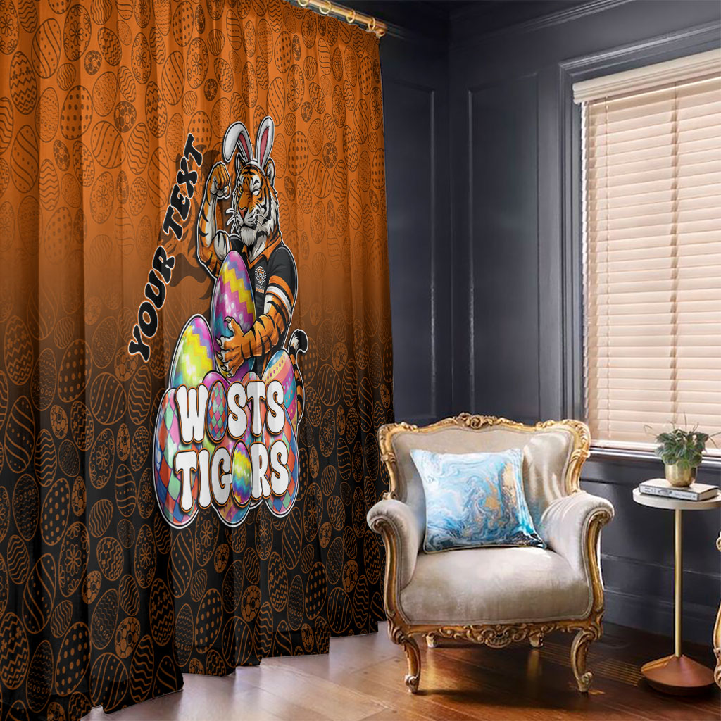 Personalized Wests Tigers Window Curtain Easter Mascot - Colorful Eggs Cartoon Style