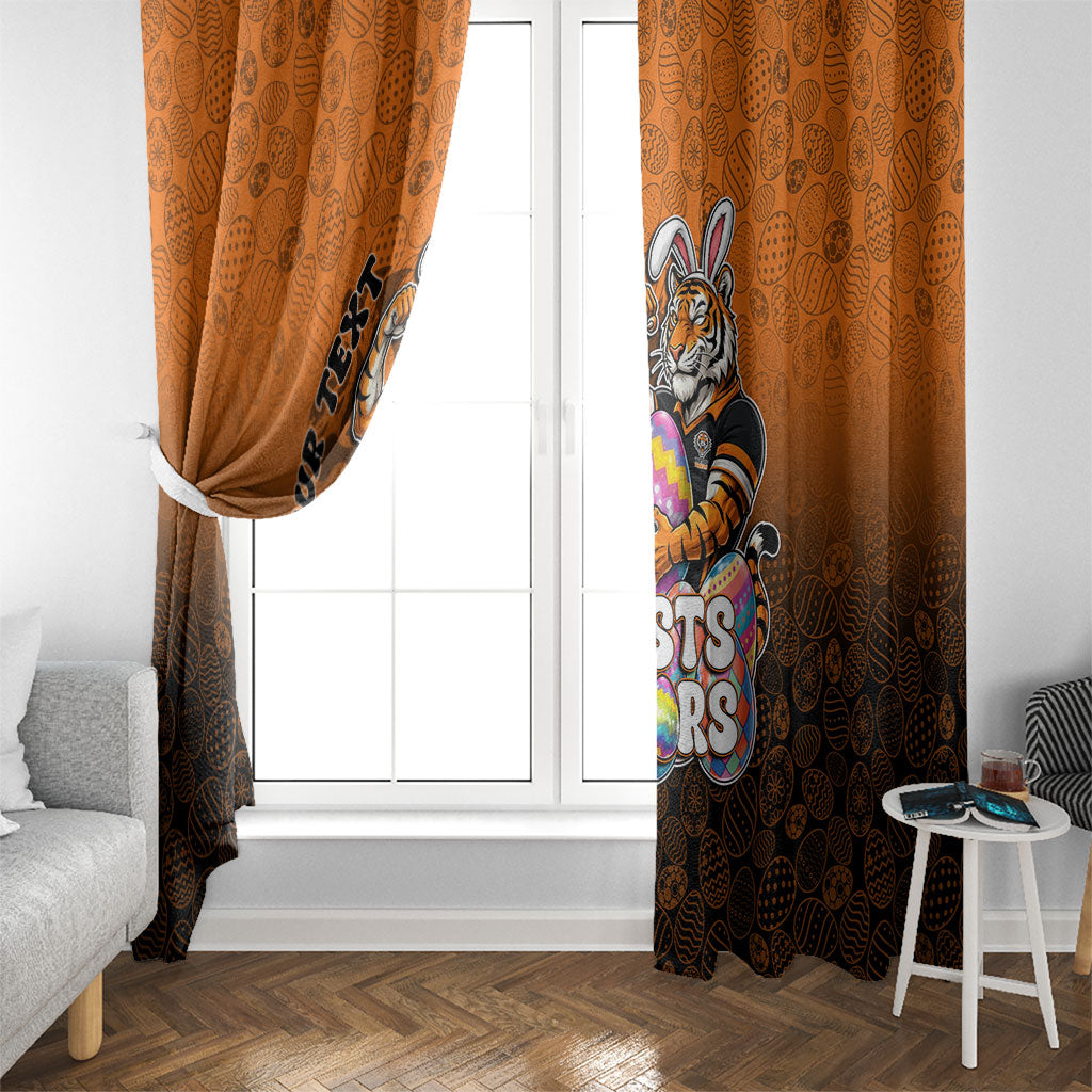 Personalized Wests Tigers Window Curtain Easter Mascot - Colorful Eggs Cartoon Style