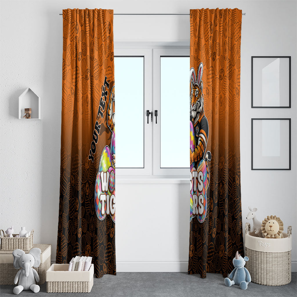 Personalized Wests Tigers Window Curtain Easter Mascot - Colorful Eggs Cartoon Style