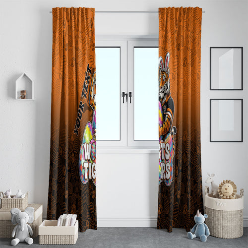 Personalized Wests Tigers Window Curtain Easter Mascot - Colorful Eggs Cartoon Style