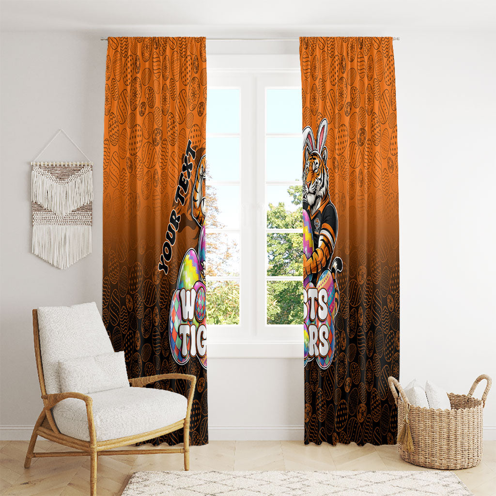 Personalized Wests Tigers Window Curtain Easter Mascot - Colorful Eggs Cartoon Style