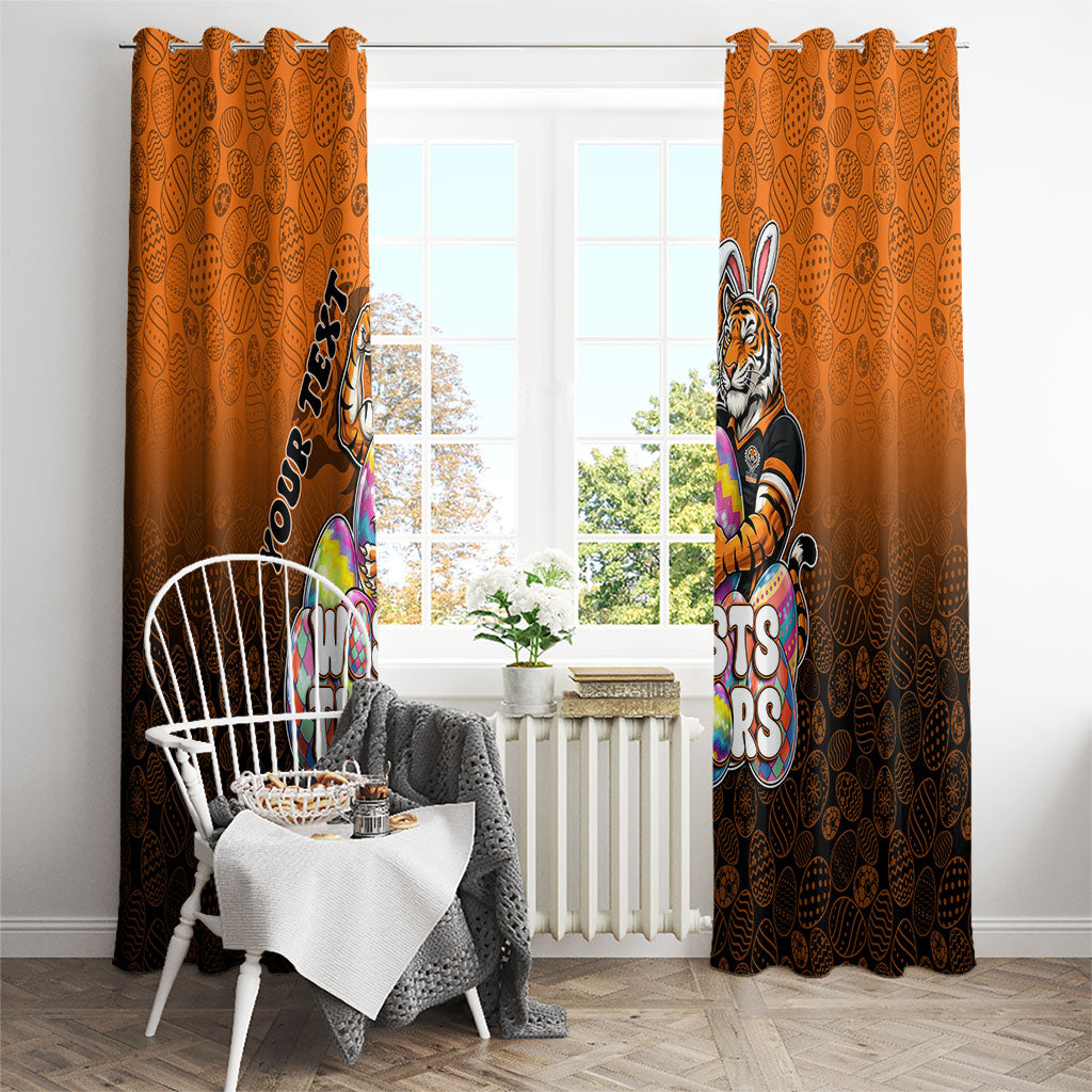 Personalized Wests Tigers Window Curtain Easter Mascot - Colorful Eggs Cartoon Style