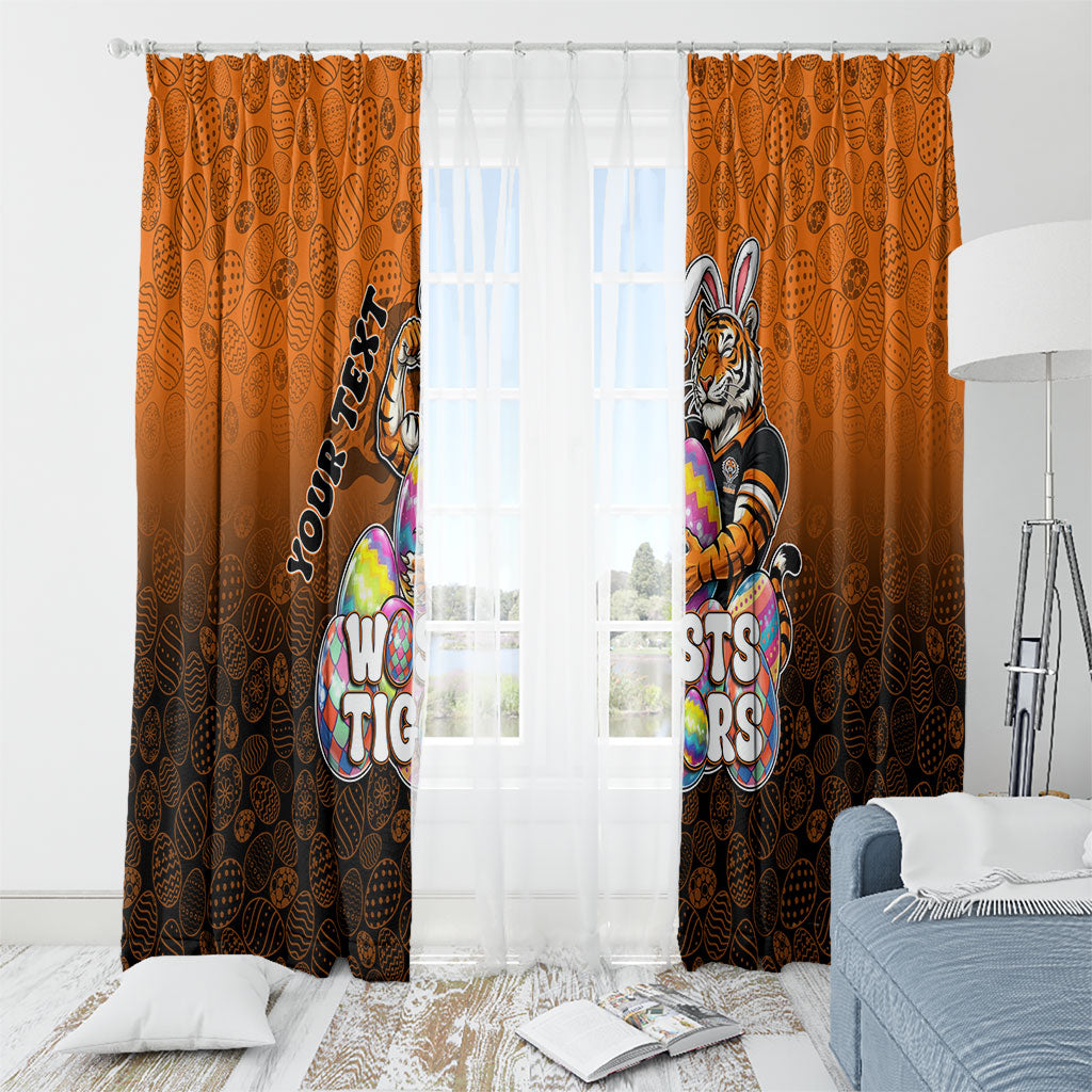 Personalized Wests Tigers Window Curtain Easter Mascot - Colorful Eggs Cartoon Style