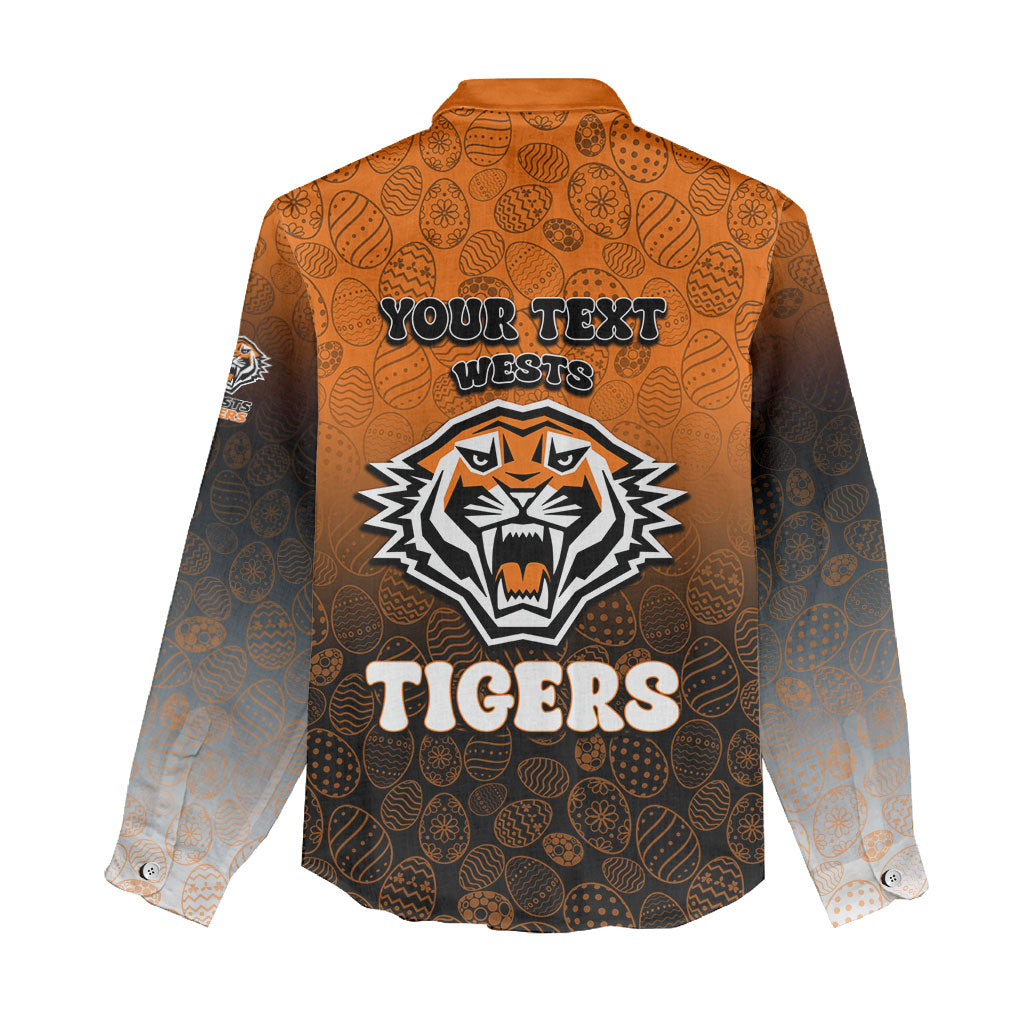 Personalized Wests Tigers Women Casual Shirt Easter Mascot - Colorful Eggs Cartoon Style