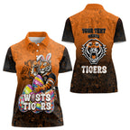 Personalized Wests Tigers Women Polo Shirt Easter Mascot - Colorful Eggs Cartoon Style