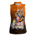 Personalized Wests Tigers Women Sleeveless Polo Shirt Easter Mascot - Colorful Eggs Cartoon Style