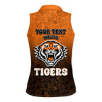 Personalized Wests Tigers Women Sleeveless Polo Shirt Easter Mascot - Colorful Eggs Cartoon Style