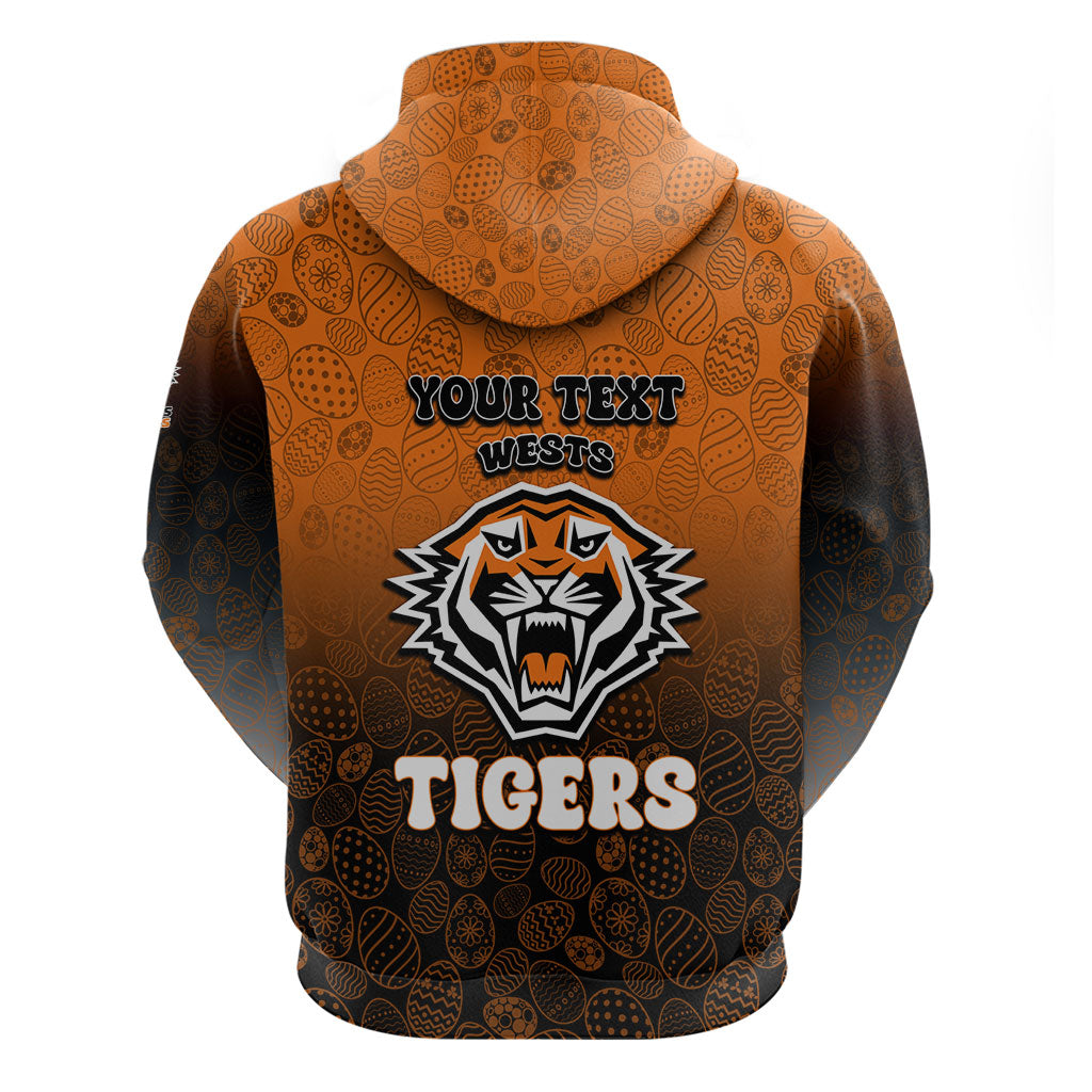 Personalized Wests Tigers Zip Hoodie Easter Mascot - Colorful Eggs Cartoon Style