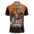 Personalized Wests Tigers Zipper Polo Shirt Easter Mascot - Colorful Eggs Cartoon Style