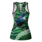 Tui Bird Koru Silver Fern Aotearoa Hollow Tank Top
