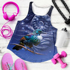 Tui Bird Matariki Galaxy Women Racerback Tank Koru Silver Fern Aotearoa