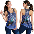 Tui Bird Matariki Galaxy Women Racerback Tank Koru Silver Fern Aotearoa
