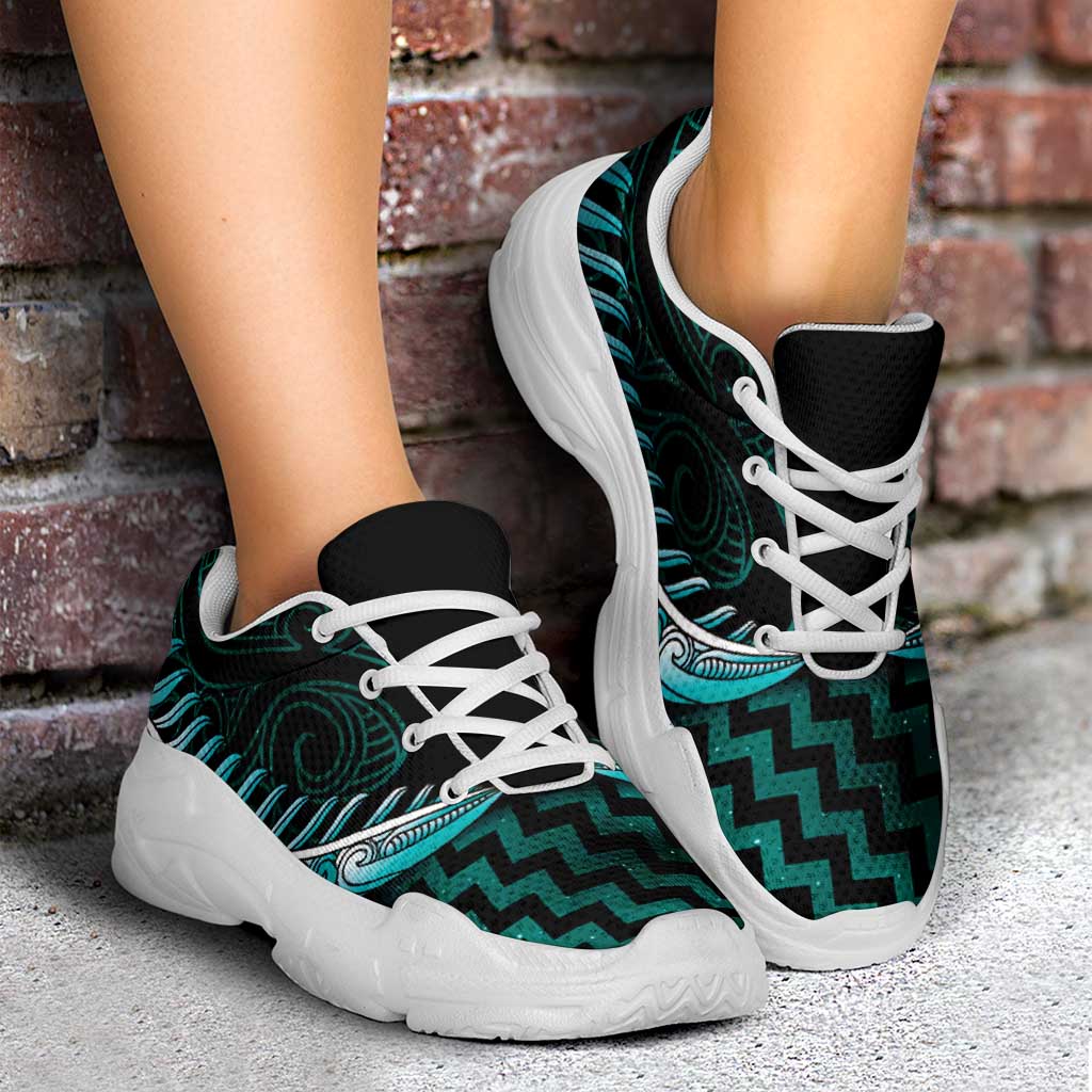 Turquoise Matariki New Zealand Chunky Sneakers Maori Poutama Galaxy Vibes