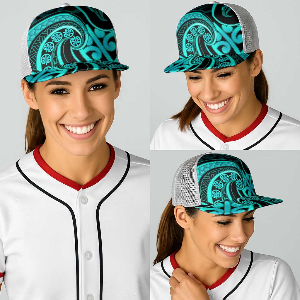 Turquoise New Zealand Mangopare Baseball Net Cap Aotearoa Maori Koru Style - Aussie Hoodie