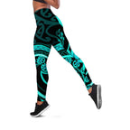 Turquoise New Zealand Mangopare Leggings Aotearoa Maori Koru Style