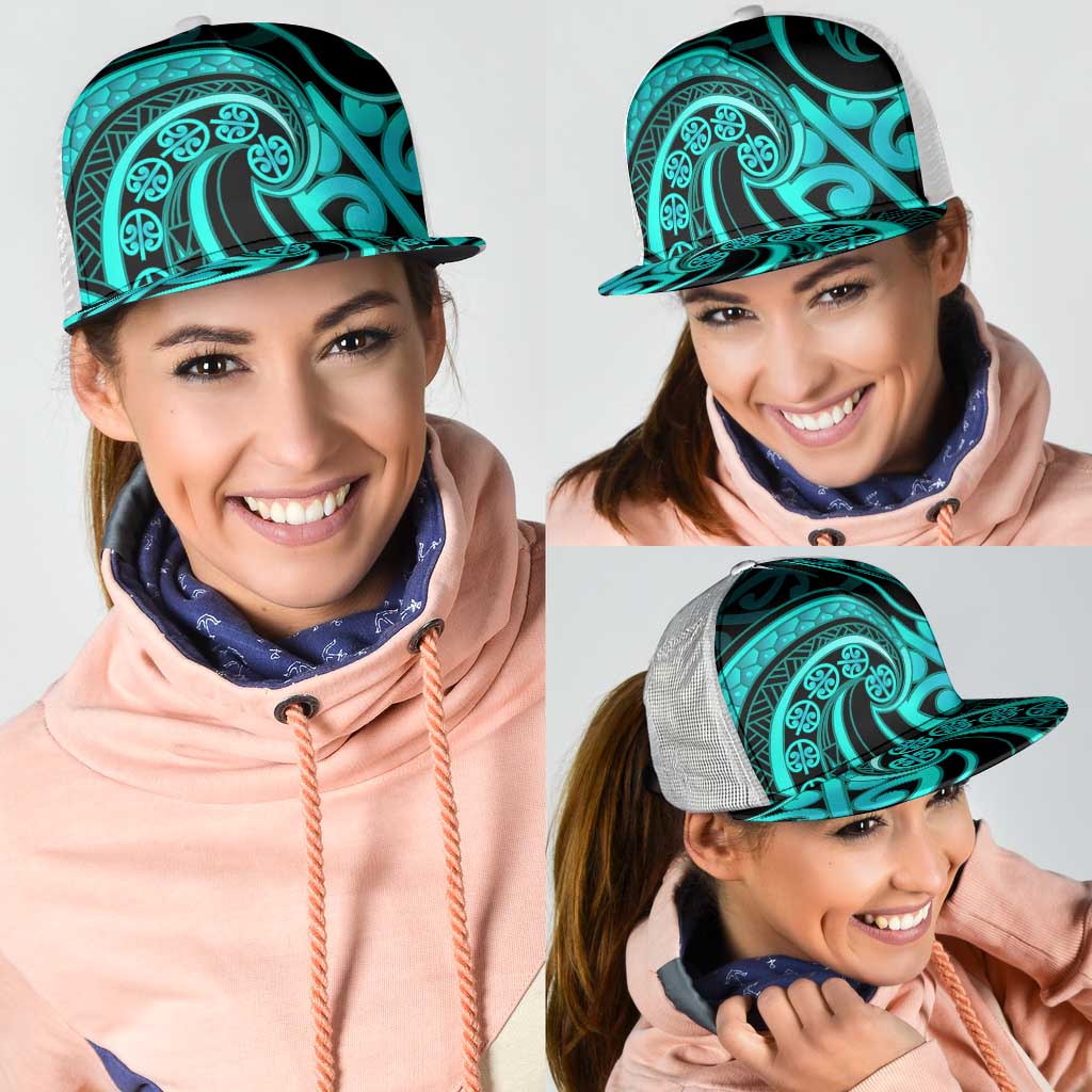 Turquoise New Zealand Mangopare Mesh Trucker Cap Aotearoa Maori Koru Style - Aussie Hoodie