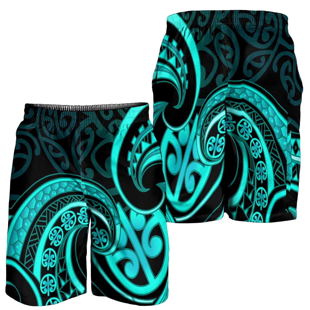 Turquoise New Zealand Mangopare Shorts for Men Aotearoa Maori Koru Style