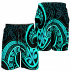 Turquoise New Zealand Mangopare Shorts for Men Aotearoa Maori Koru Style