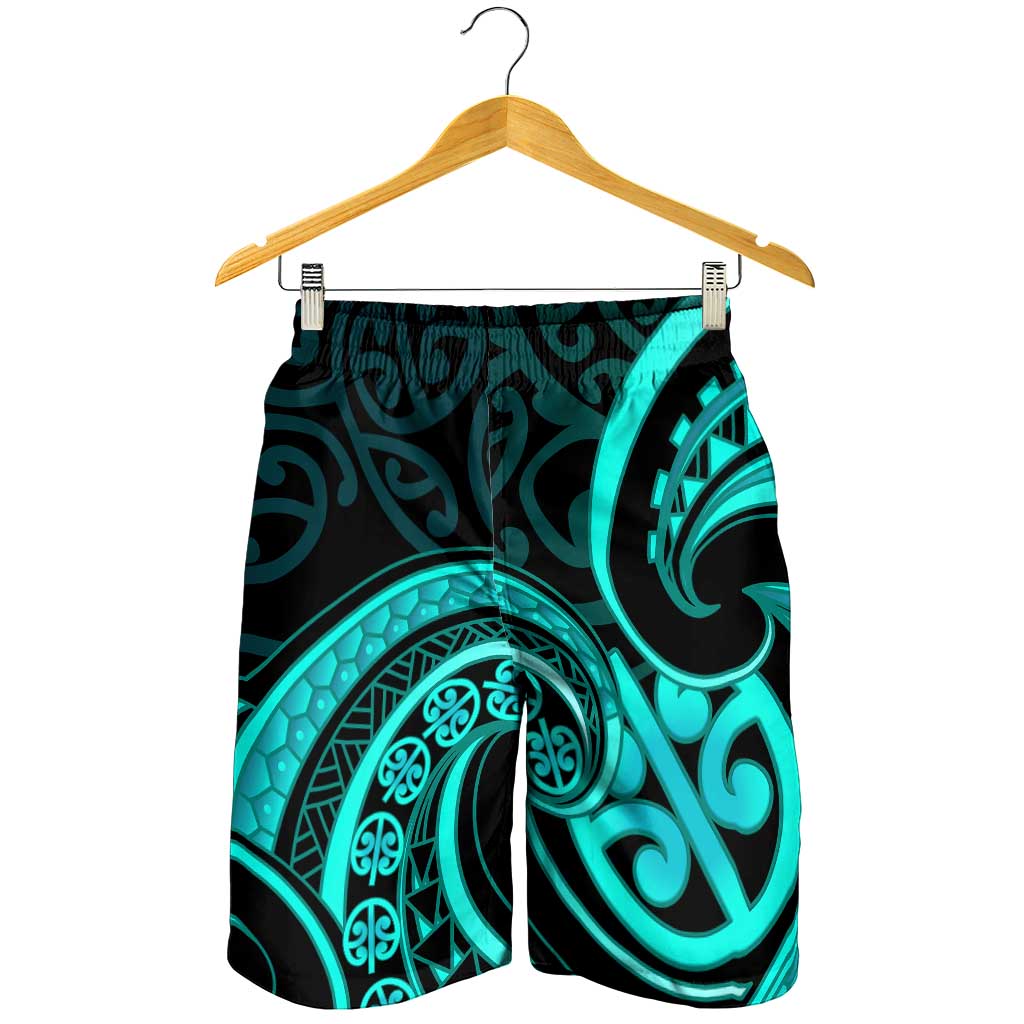 Turquoise New Zealand Mangopare Shorts for Men Aotearoa Maori Koru Style