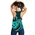 Turquoise New Zealand Mangopare Women Racerback Tank Aotearoa Maori Koru Style
