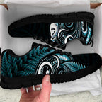 Turquoise New Zealand Sneakers Aotearoa Silver Fern With Manaia Maori Unique