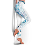 Turquoise Paua Shell Maori Leggings Koru Kowhaiwhai