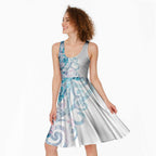 Turquoise Paua Shell Maori Midi Dress Koru Kowhaiwhai