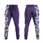 Violet Green Maori Jogger Pants Koru Kowhaiwhai