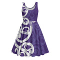 Violet Green Maori Midi Dress Koru Kowhaiwhai
