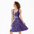 Violet Green Maori Midi Dress Koru Kowhaiwhai
