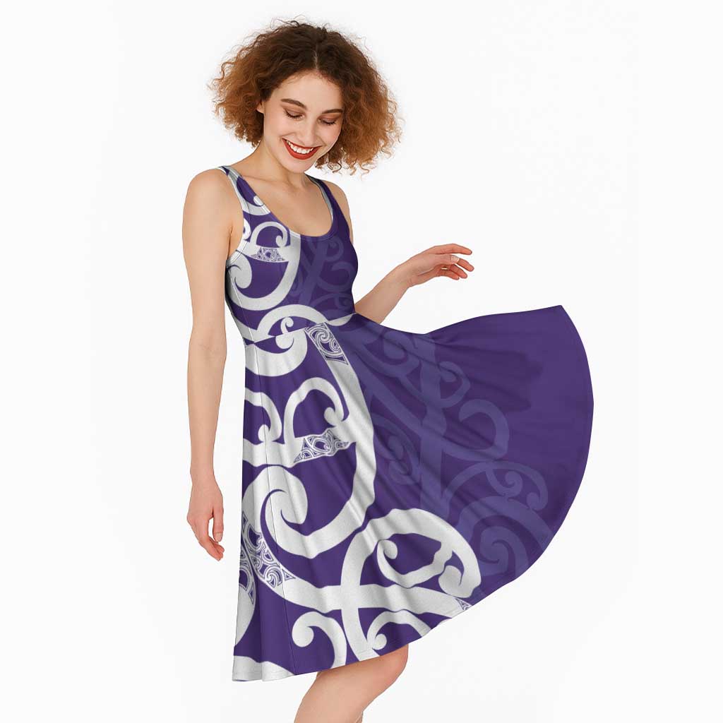 Violet Green Maori Midi Dress Koru Kowhaiwhai