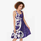 Violet Green Maori Midi Dress Koru Kowhaiwhai