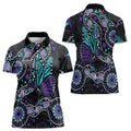 CUSTOMER REQUEST - tracey.munt - 190326 Women Polo Shirt Teal & Purple Ribbon Butterfly LT7