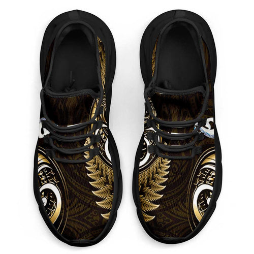 Yellow New Zealand Clunky Sneakers Aotearoa Silver Fern With Manaia Maori Unique