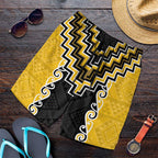 Yellow Niho Taniwha Mix Poutama Shorts for Men Unique Taniko Aotearoa - Aussie Hoodie