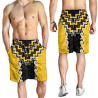 Yellow Niho Taniwha Mix Poutama Shorts for Men Unique Taniko Aotearoa - Aussie Hoodie