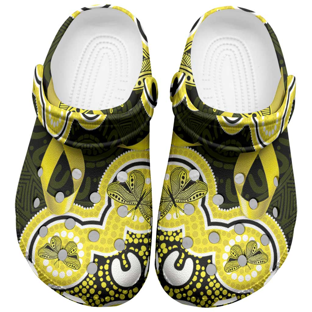 Yellow Ribbon Sarcoma Awareness Month Clogs Shoes Aboriginal Art - Aussie Hoodie