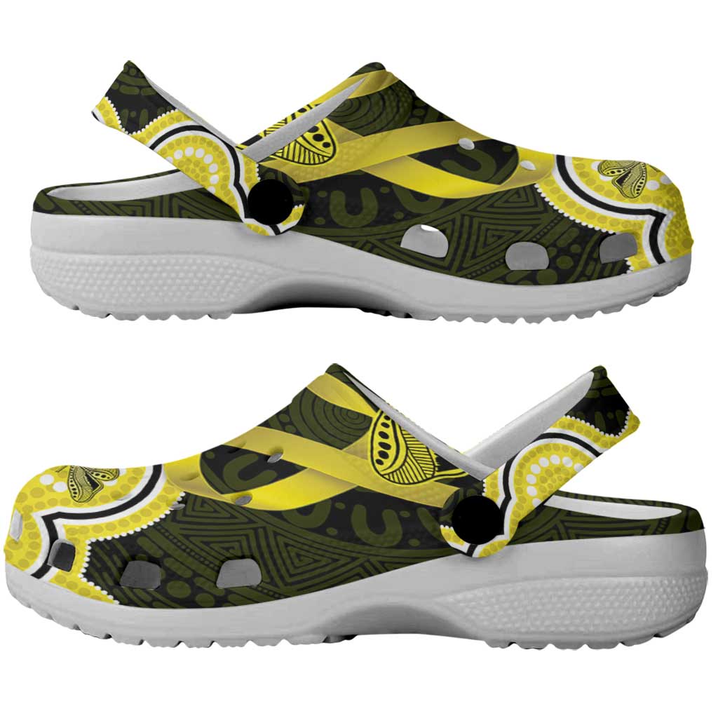 Yellow Ribbon Sarcoma Awareness Month Clogs Shoes Aboriginal Art - Aussie Hoodie