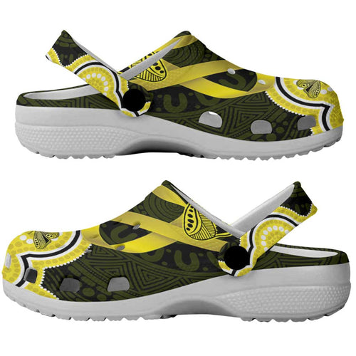 Yellow Ribbon Sarcoma Awareness Month Clogs Shoes Aboriginal Art - Aussie Hoodie