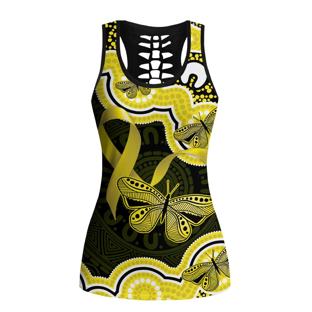 Yellow Ribbon Sarcoma Awareness Month Hollow Tank Top Aboriginal Art - Aussie Hoodie