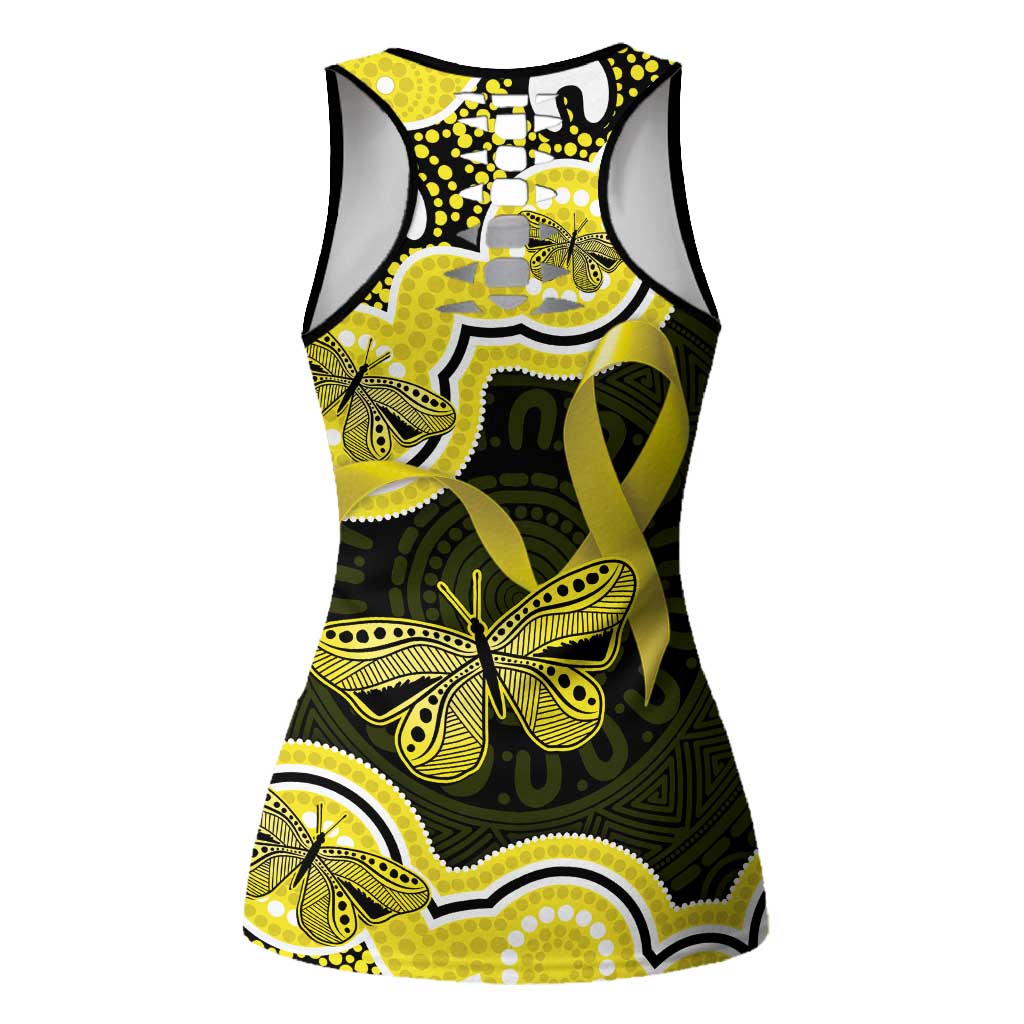 Yellow Ribbon Sarcoma Awareness Month Hollow Tank Top Aboriginal Art - Aussie Hoodie