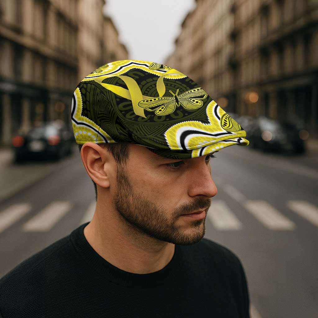 Yellow Ribbon Sarcoma Awareness Month Jeff Hat Aboriginal Art - Aussie Hoodie