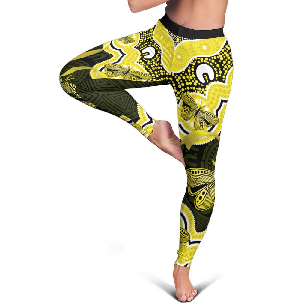 Yellow Ribbon Sarcoma Awareness Month Leggings Aboriginal Art - Aussie Hoodie