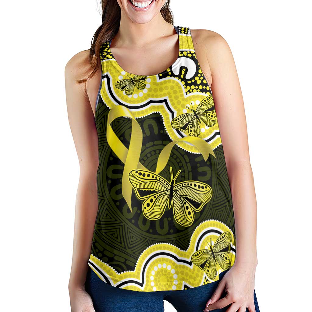 Yellow Ribbon Sarcoma Awareness Month Women Racerback Tank Aboriginal Art - Aussie Hoodie