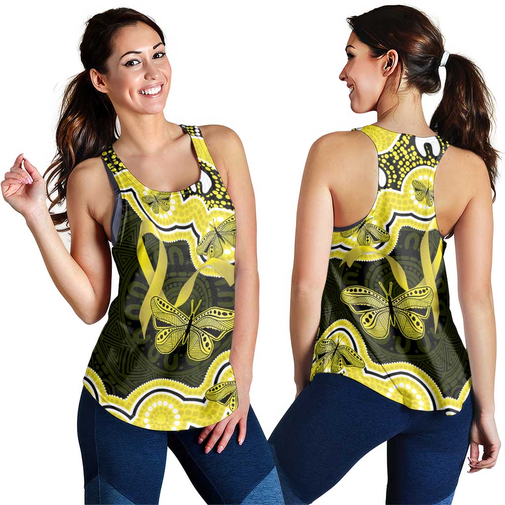 Yellow Ribbon Sarcoma Awareness Month Women Racerback Tank Aboriginal Art - Aussie Hoodie