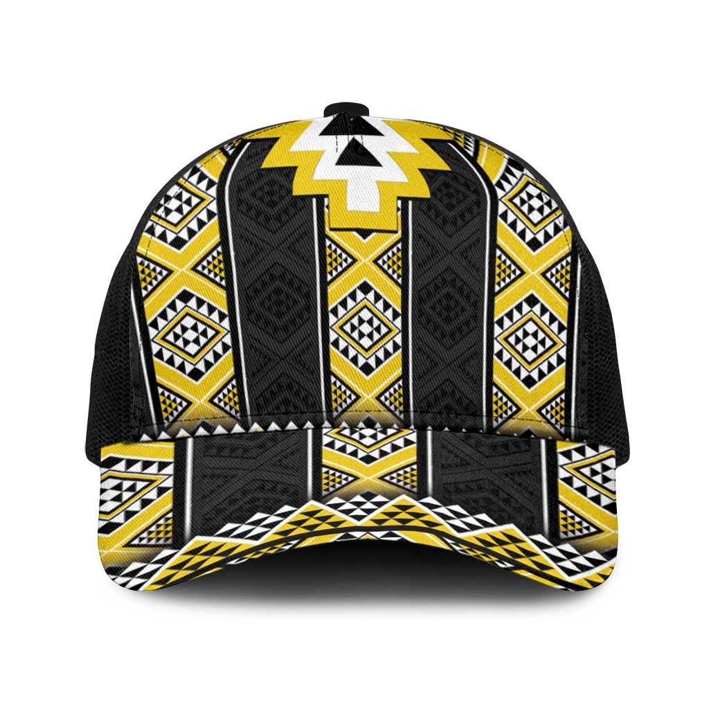 Yellow Taniko Aotearoa Baseball Net Cap Niho Taniwha Mix Poutama - Aussie Hoodie
