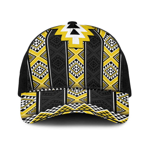 Yellow Taniko Aotearoa Baseball Net Cap Niho Taniwha Mix Poutama - Aussie Hoodie