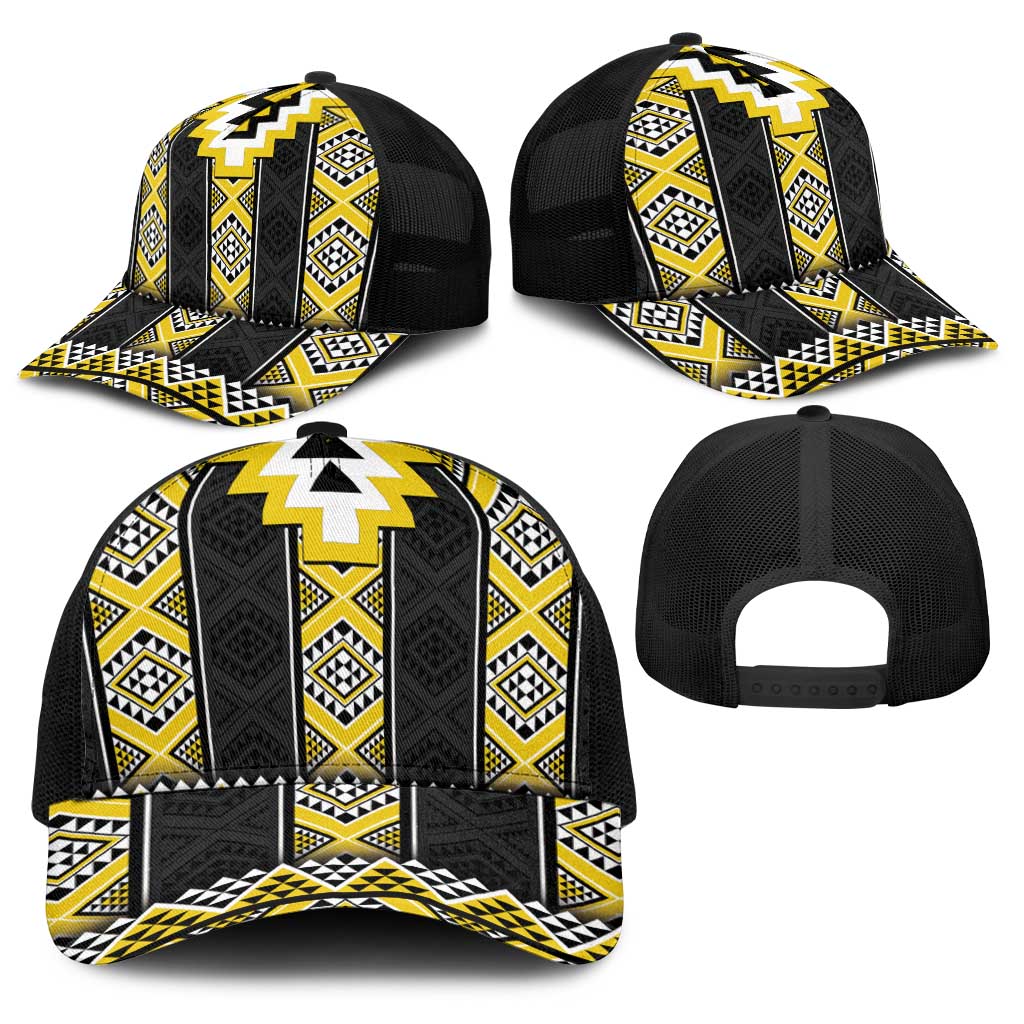 Yellow Taniko Aotearoa Baseball Net Cap Niho Taniwha Mix Poutama - Aussie Hoodie